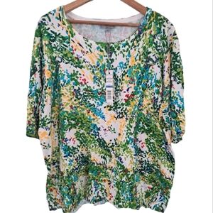 Joseph A Crew Neck Sweater Abstract‎ Painterly Print Super Soft Knit NWT